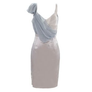Christian Dior Iridescent Draped Silk & Satin Sheath Cocktail Dress Size 6